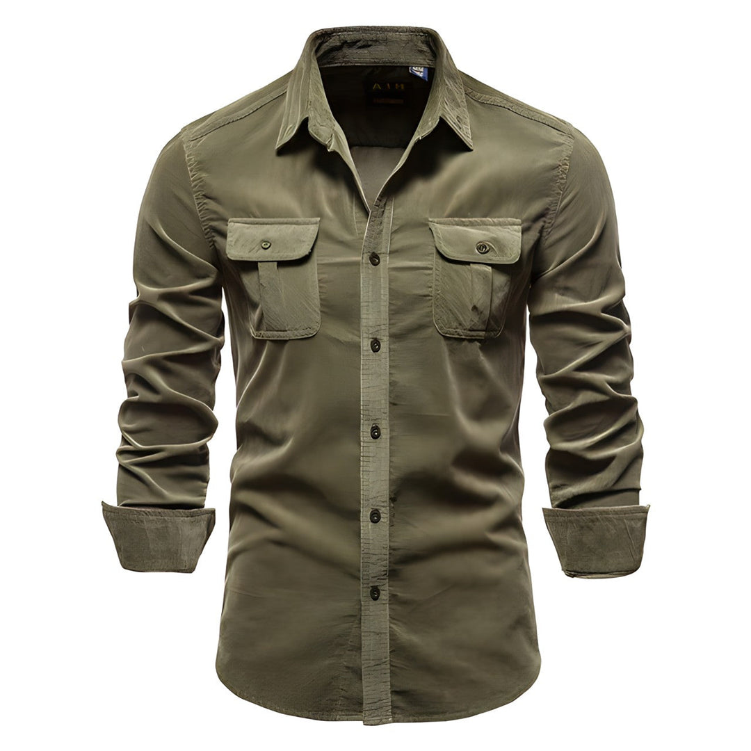 Herreskjorte Cargo Lomme Skjorte Casual Langærmet Button-Up