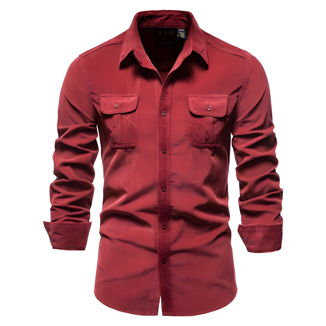 Herreskjorte Cargo Lomme Skjorte Casual Langærmet Button-Up