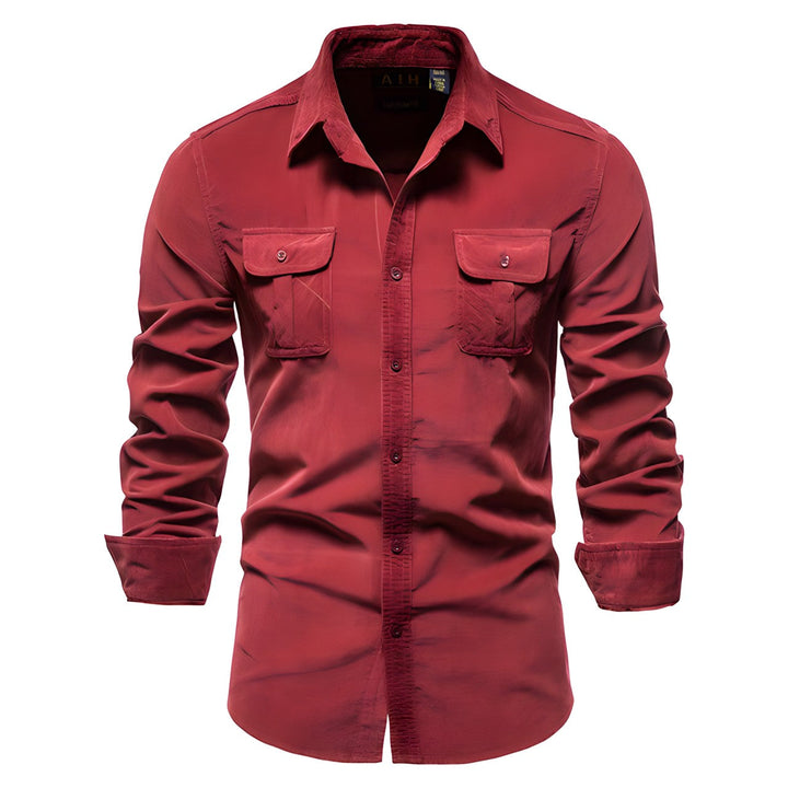 Herreskjorte Cargo Lomme Skjorte Casual Langærmet Button-Up