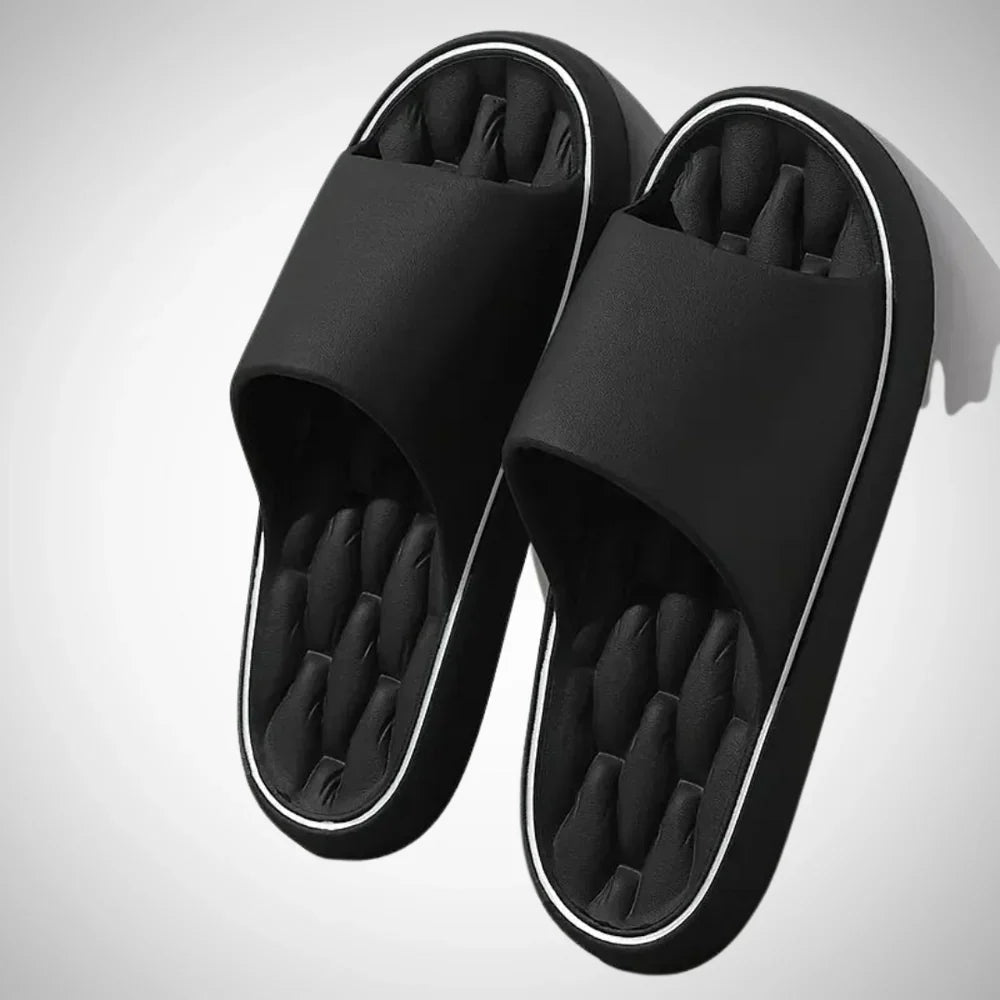 Casual Slip-on Badesko med Bølget Struktur og Kontraststrib