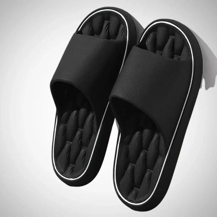 Casual Slip-on Badesko med Bølget Struktur og Kontraststrib