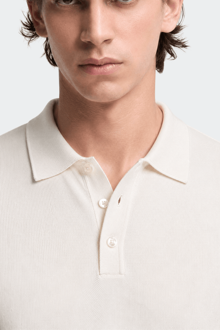 Herre Strikket Poloshirt – Kortærmet Casual Top med Knapper