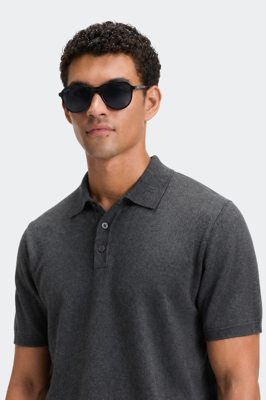 Herre Strikket Poloshirt – Kortærmet Casual Top med Knapper