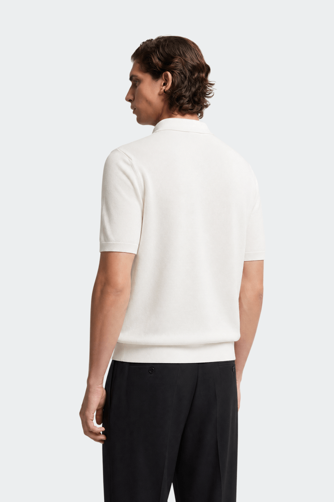 Herre Strikket Poloshirt – Kortærmet Casual Top med Knapper