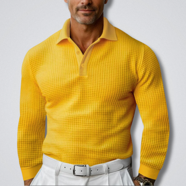 Klassisk Langærmet Poloshirt med Tekstur - til Herrer