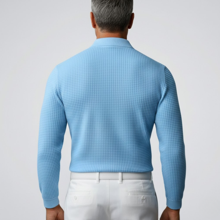Klassisk Langærmet Poloshirt med Tekstur - til Herrer