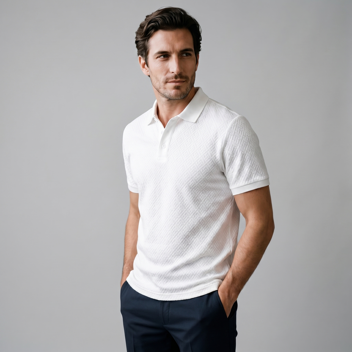 Herre Polo Shirt med Struktur – Kortærmet Casual Top