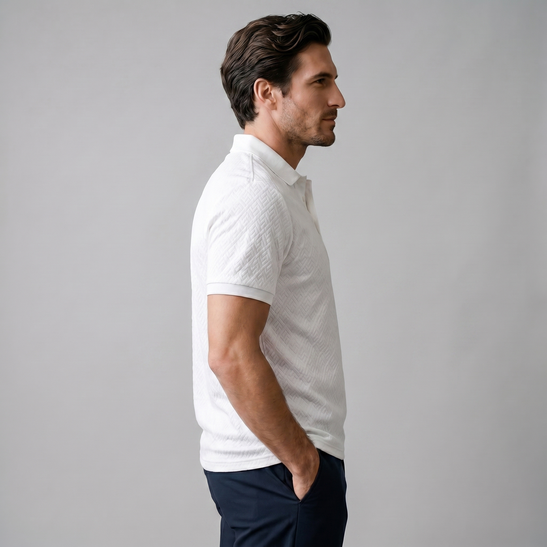 Herre Polo Shirt med Struktur – Kortærmet Casual Top