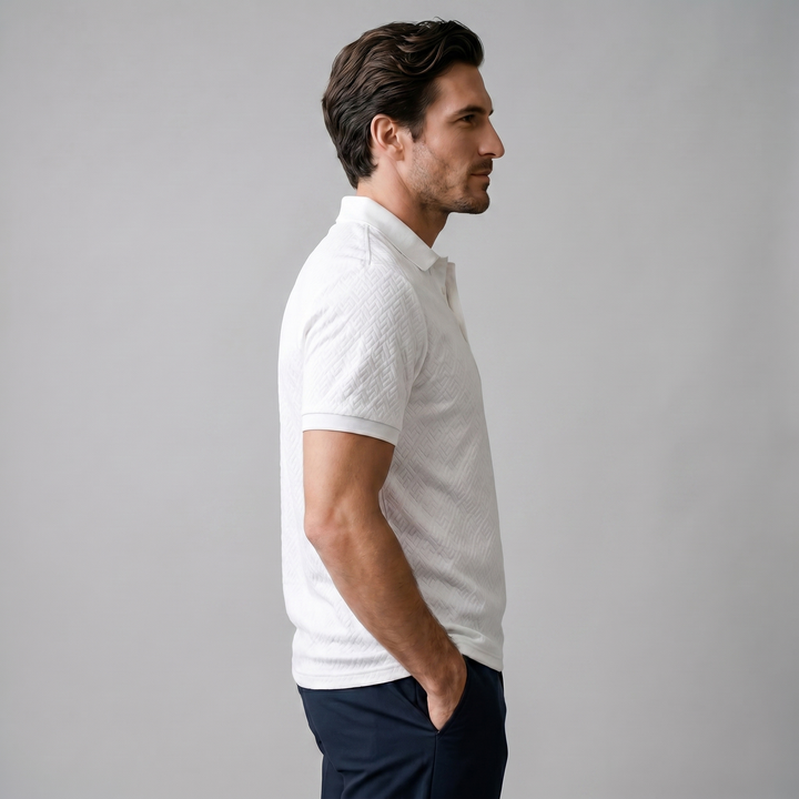 Herre Polo Shirt med Struktur – Kortærmet Casual Top