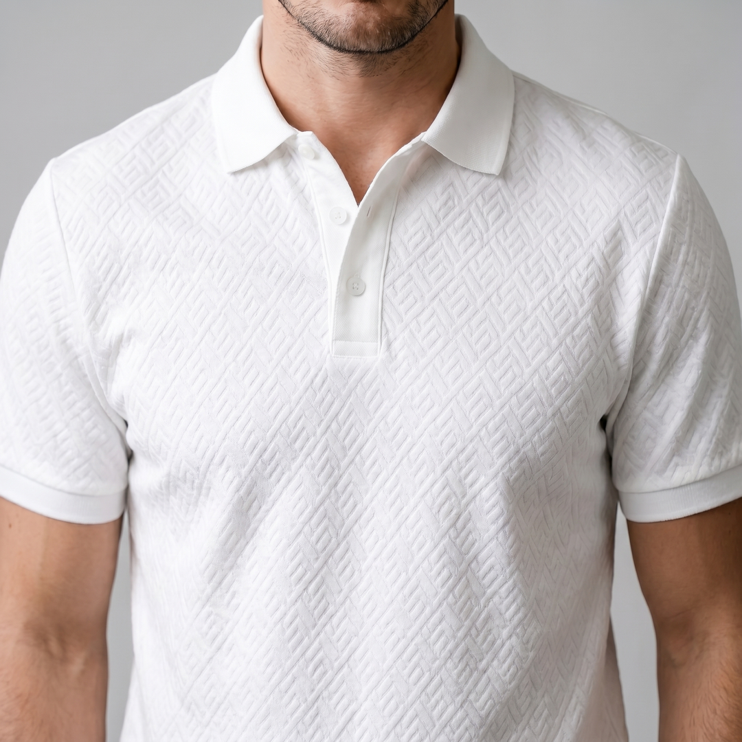 Herre Polo Shirt med Struktur – Kortærmet Casual Top