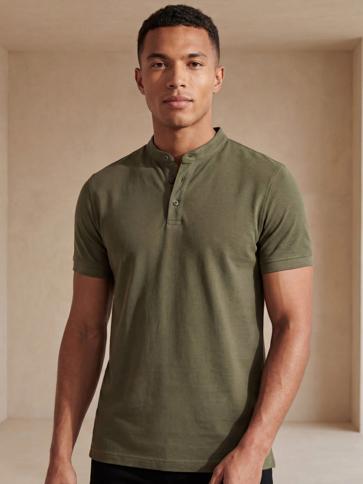Herre Poloshirt med Bindekrave – Kortærmet Casual Top med Knapper