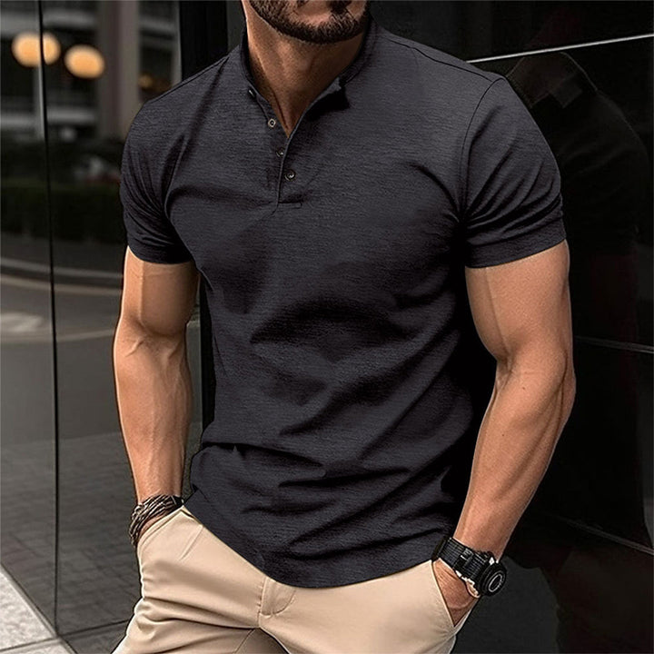 Herre Poloshirt med Bindekrave – Kortærmet Casual Top med Knapper