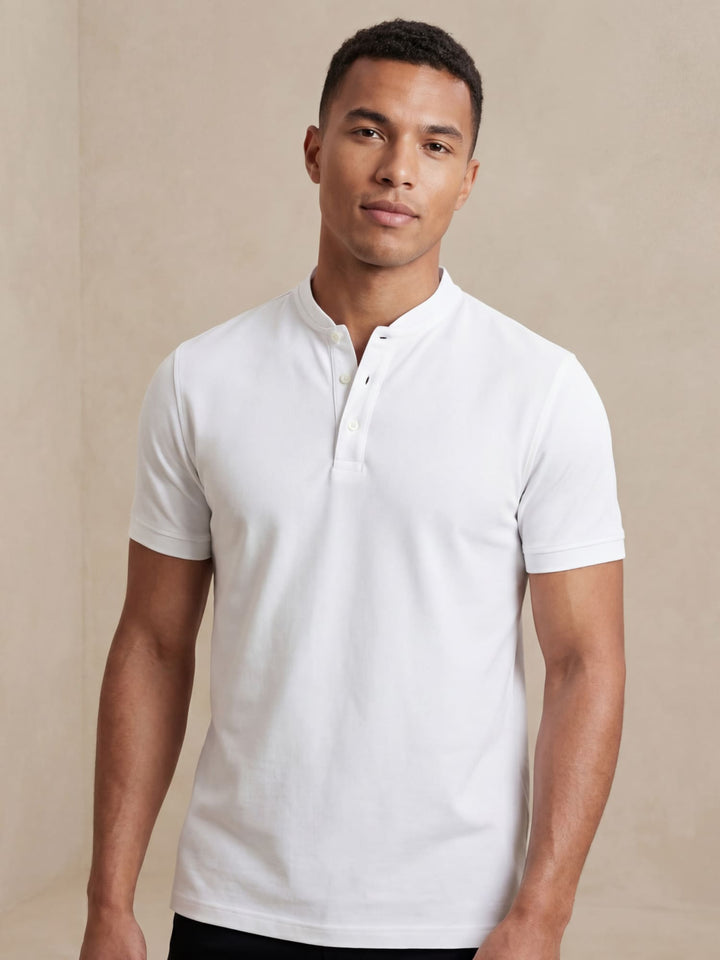 Herre Poloshirt med Bindekrave – Kortærmet Casual Top med Knapper