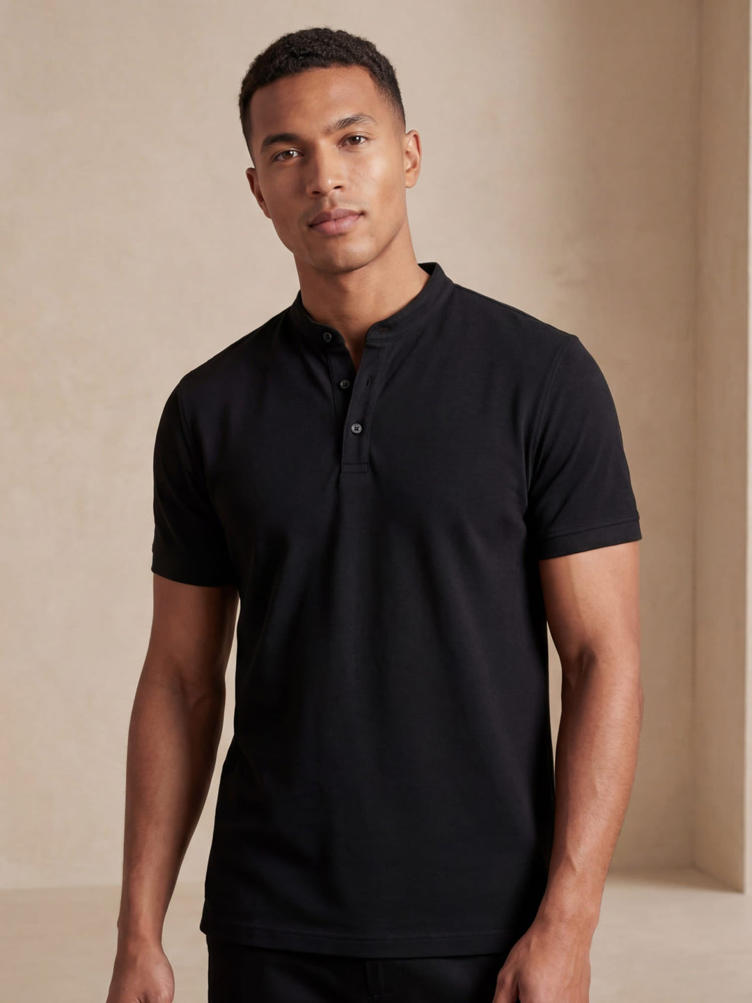 Herre Poloshirt med Bindekrave – Kortærmet Casual Top med Knapper