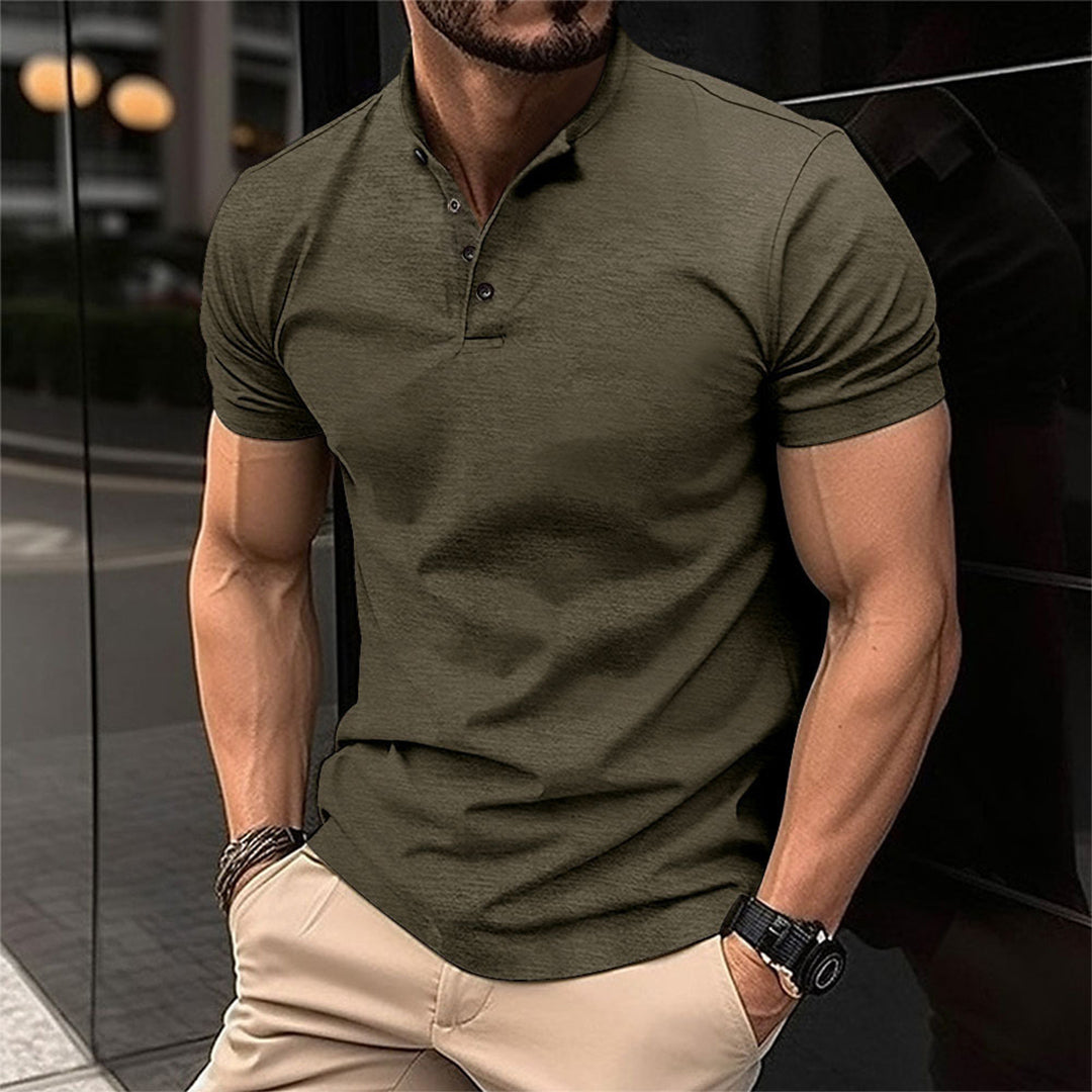 Herre Poloshirt med Bindekrave – Kortærmet Casual Top med Knapper
