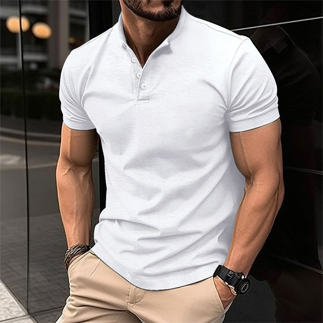 Herre Poloshirt med Bindekrave – Kortærmet Casual Top med Knapper
