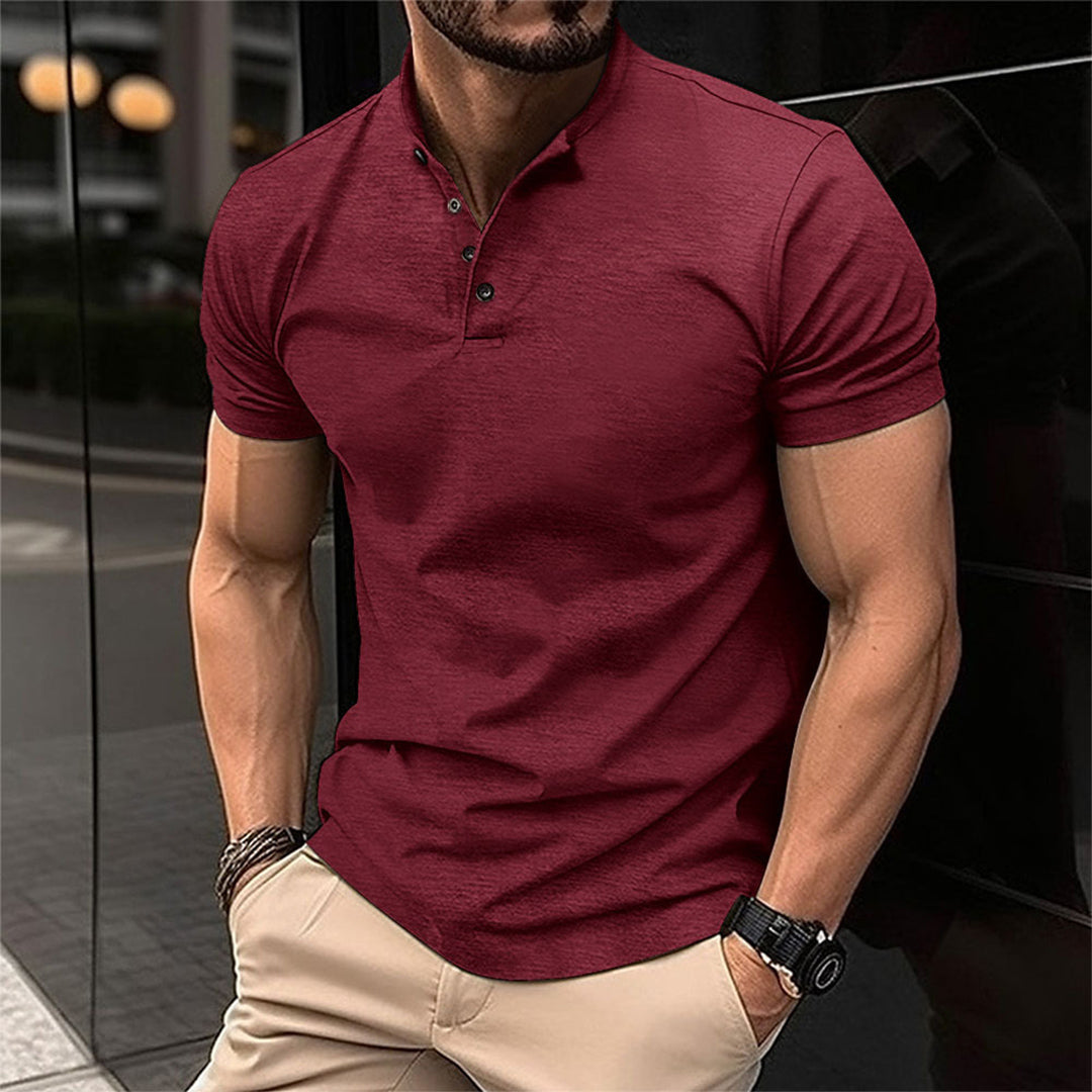 Herre Poloshirt med Bindekrave – Kortærmet Casual Top med Knapper