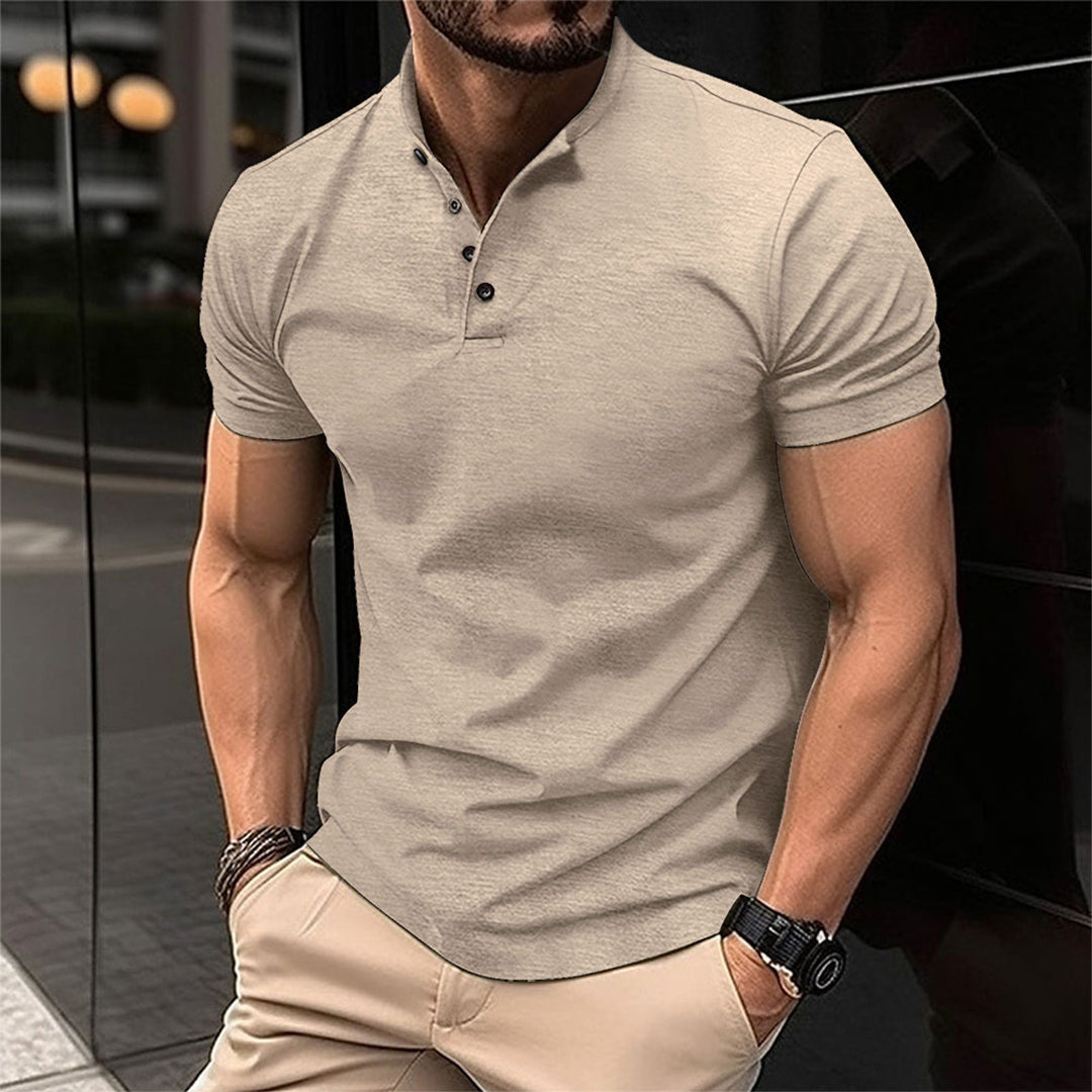 Herre Poloshirt med Bindekrave – Kortærmet Casual Top med Knapper