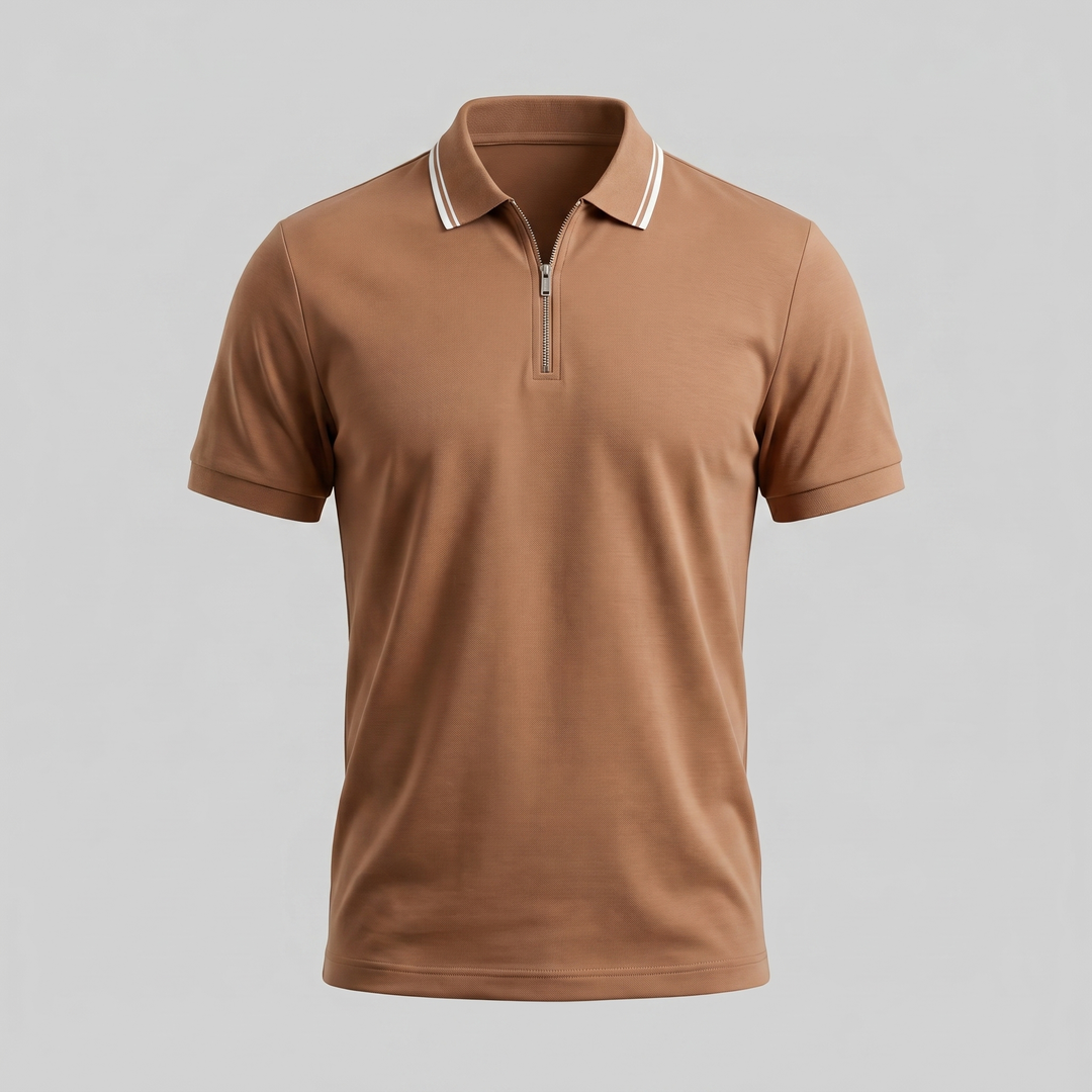 Herre Polo Shirt med Lynlås – Kortærmet
