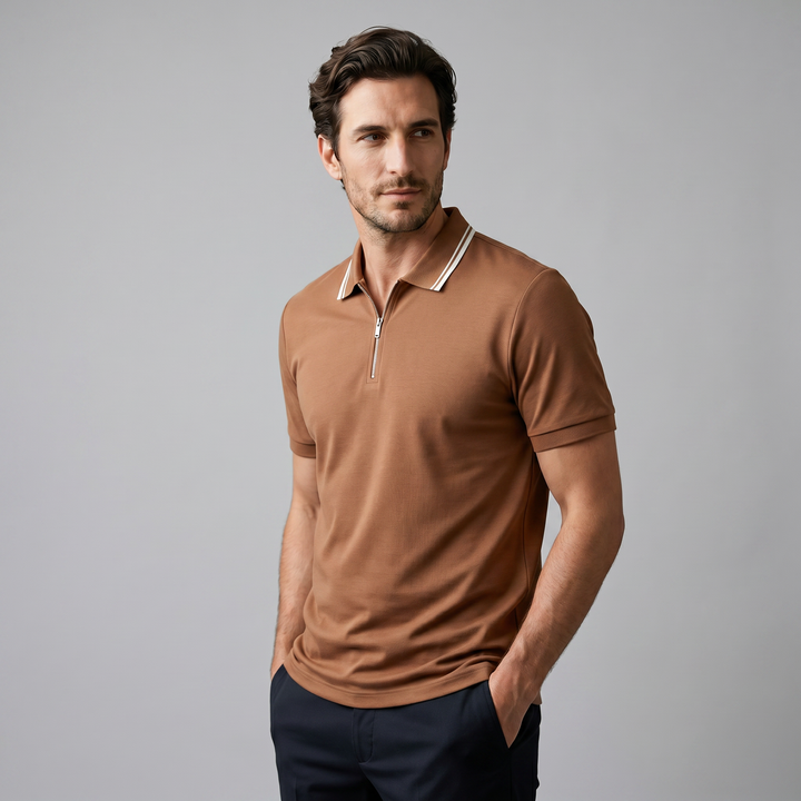 Herre Polo Shirt med Lynlås – Kortærmet
