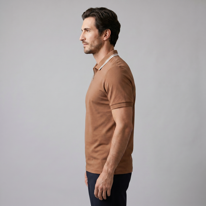 Herre Polo Shirt med Lynlås – Kortærmet
