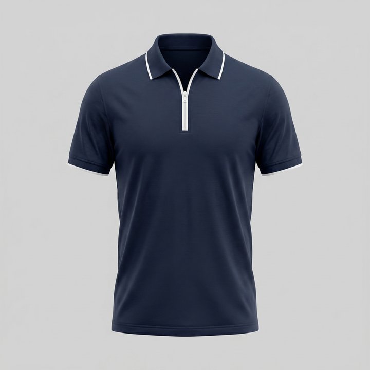 Herre Polo Shirt med Lynlås – Kortærmet