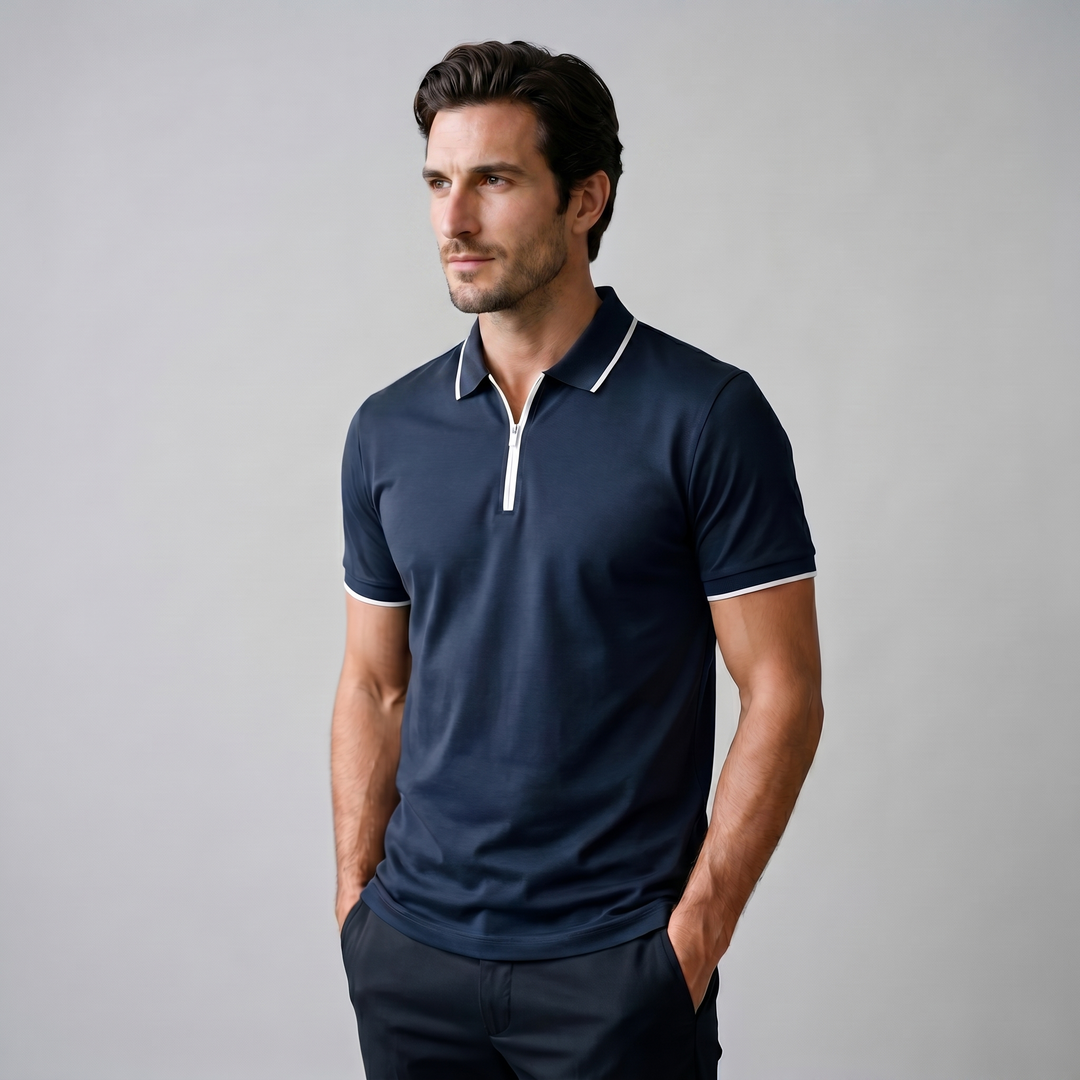 Herre Polo Shirt med Lynlås – Kortærmet