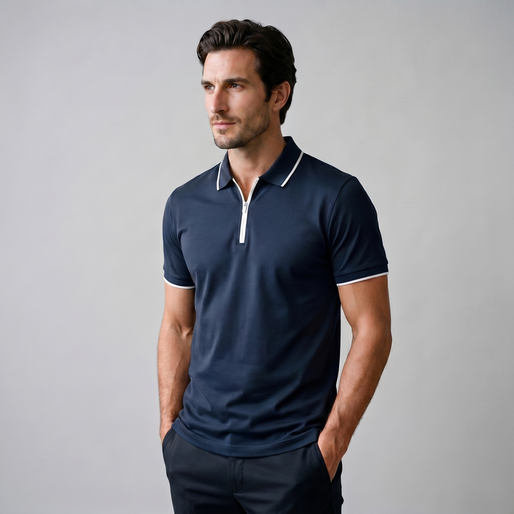 Herre Polo Shirt med Lynlås – Kortærmet
