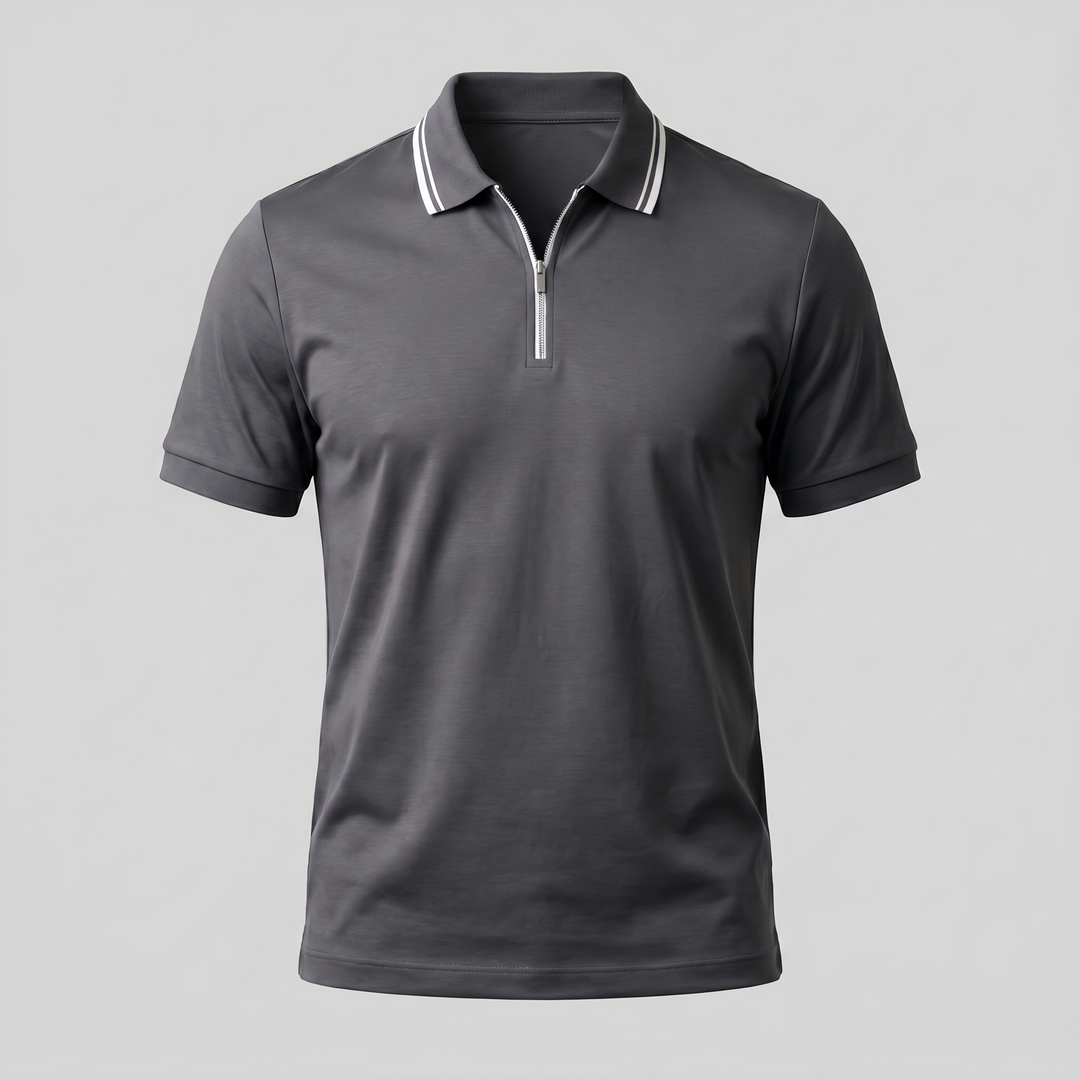Herre Polo Shirt med Lynlås – Kortærmet