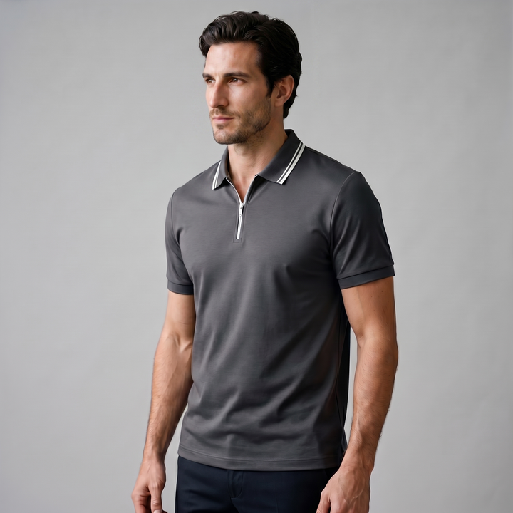 Herre Polo Shirt med Lynlås – Kortærmet