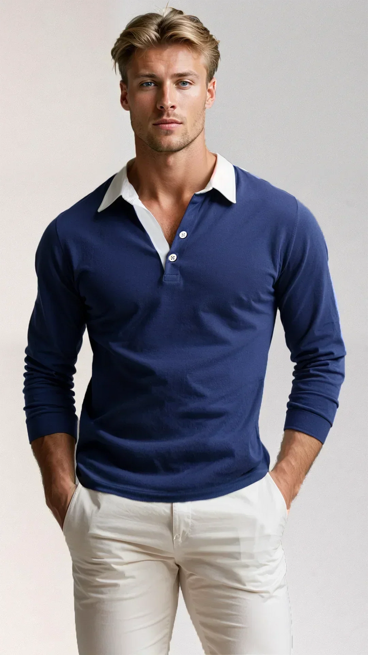 Herre Langærmet Polo Shirt – Slim Fit