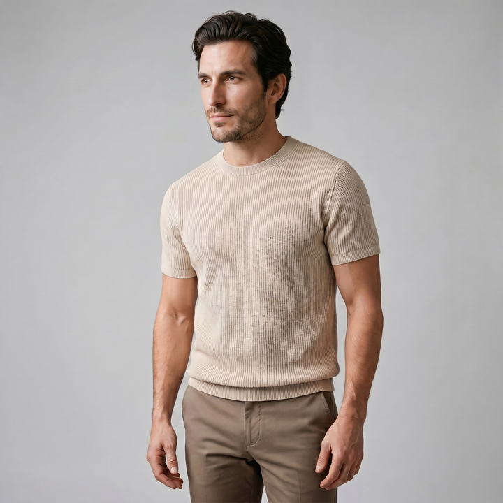 Herre Strikket T-Shirt – Kortærmet