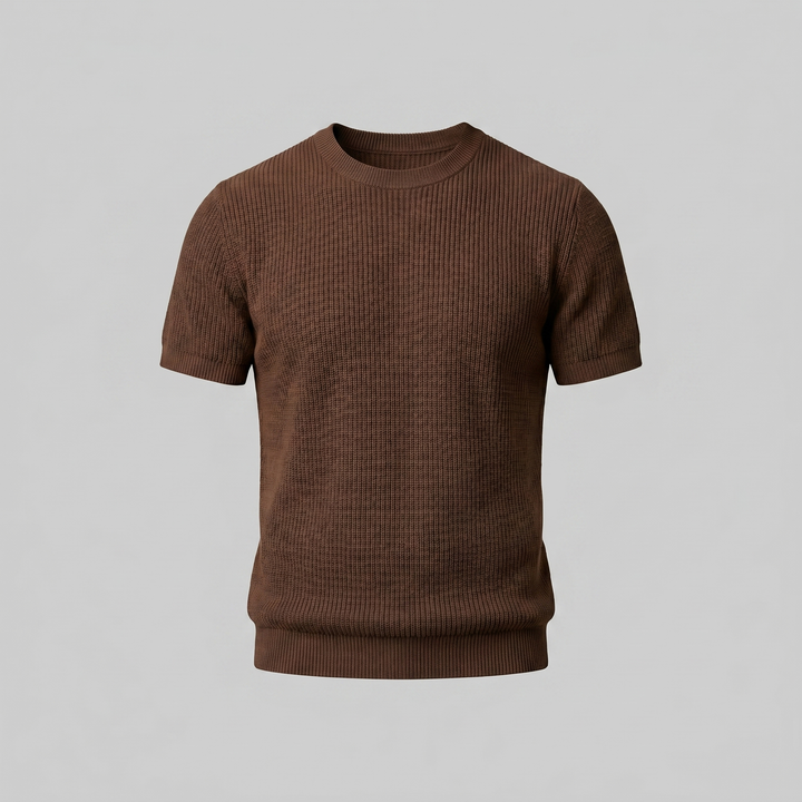 Herre Strikket T-Shirt – Kortærmet