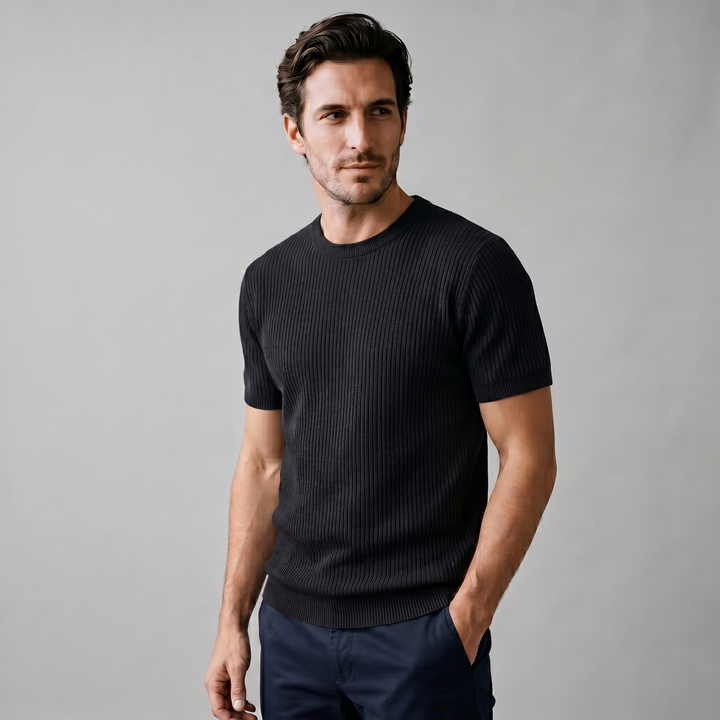 Herre Strikket T-Shirt – Kortærmet
