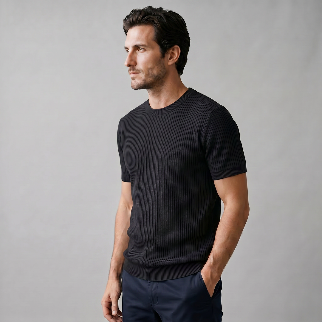 Herre Strikket T-Shirt – Kortærmet