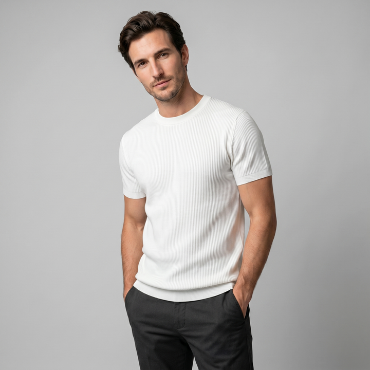 Herre Strikket T-Shirt – Kortærmet
