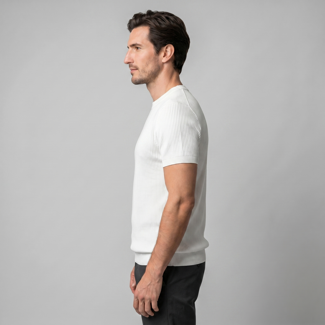 Herre Strikket T-Shirt – Kortærmet