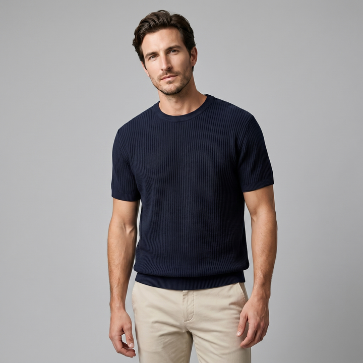 Herre Strikket T-Shirt – Kortærmet
