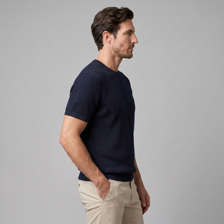 Herre Strikket T-Shirt – Kortærmet