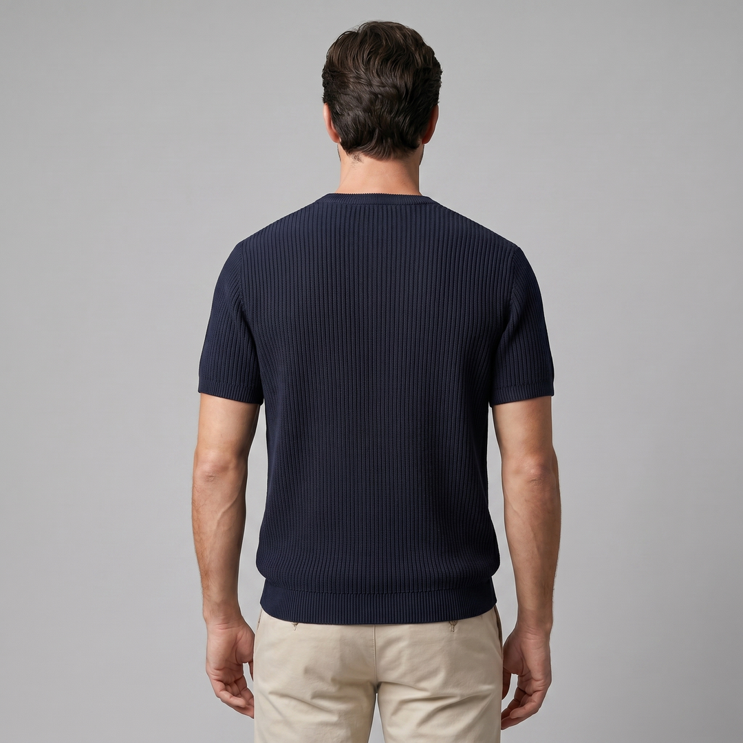 Herre Strikket T-Shirt – Kortærmet
