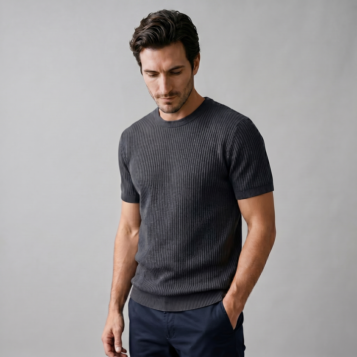 Herre Strikket T-Shirt – Kortærmet