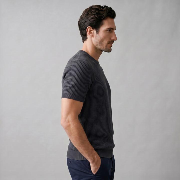 Herre Strikket T-Shirt – Kortærmet