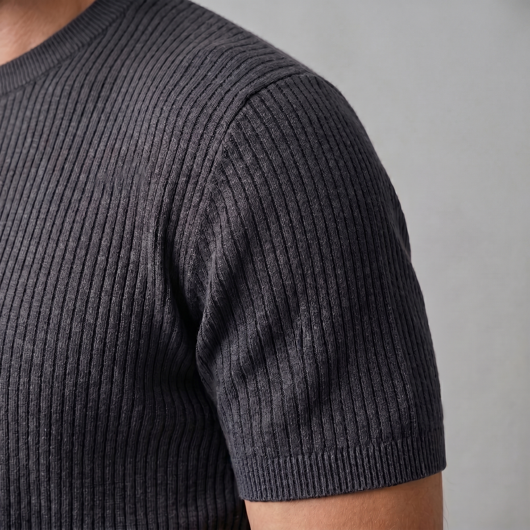 Herre Strikket T-Shirt – Kortærmet