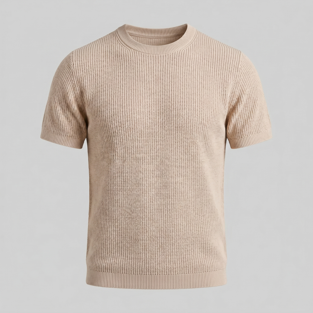 Herre Strikket T-Shirt – Kortærmet