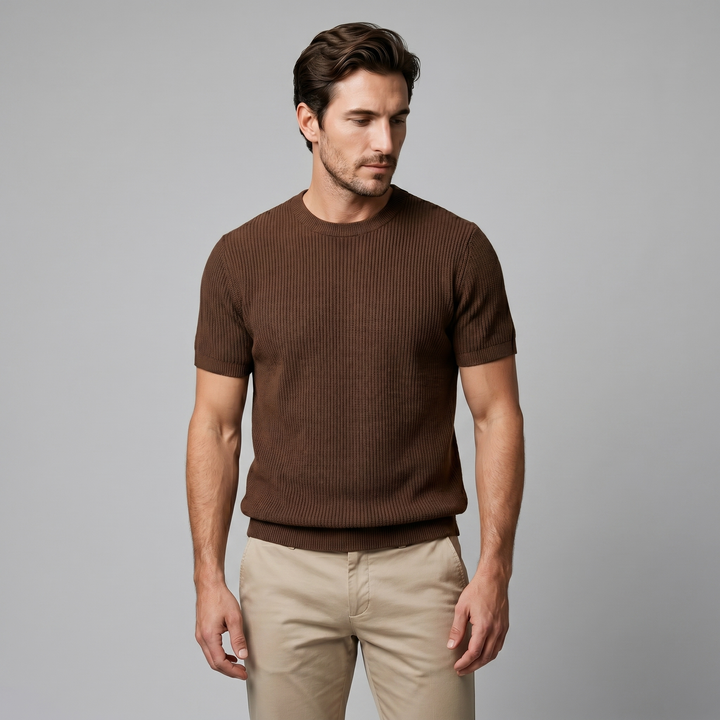 Herre Strikket T-Shirt – Kortærmet