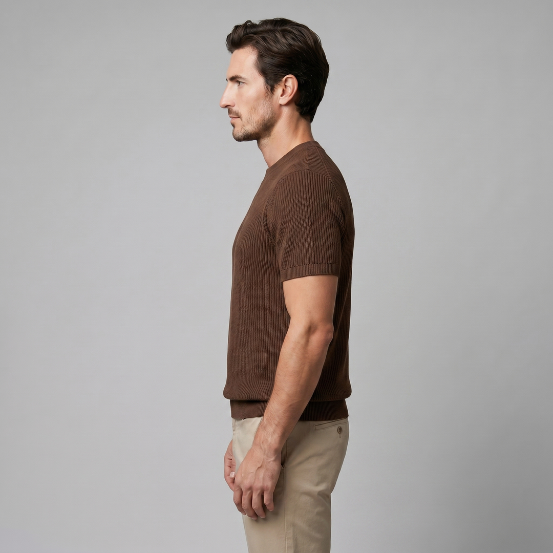 Herre Strikket T-Shirt – Kortærmet