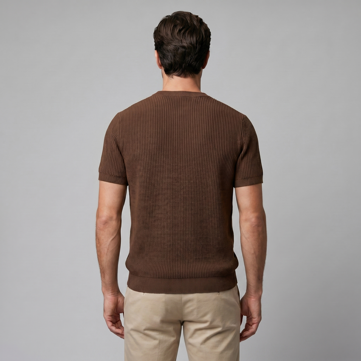 Herre Strikket T-Shirt – Kortærmet