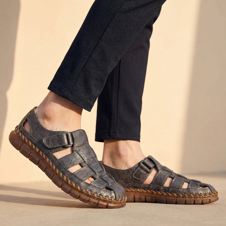 Sandales Mænd Casual Lukkede Sommersandaler med Velcrorem og Fleksibel Sålajourées