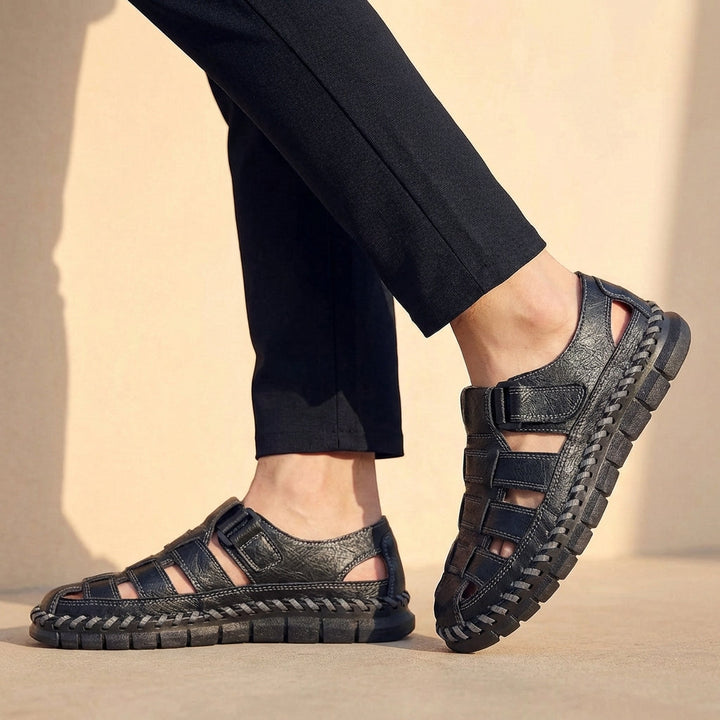 Sandales Mænd Casual Lukkede Sommersandaler med Velcrorem og Fleksibel Sålajourées