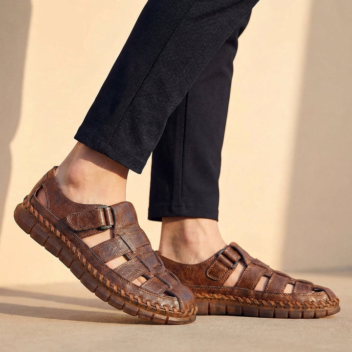 Sandales Mænd Casual Lukkede Sommersandaler med Velcrorem og Fleksibel Sålajourées